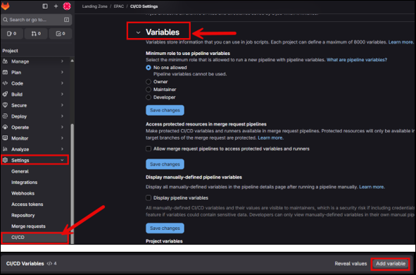 GitLab CI/CD Variables Configuration