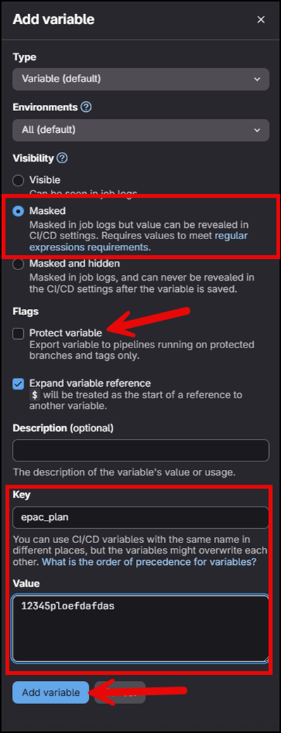 GitLab CI/CD Variables Configuration