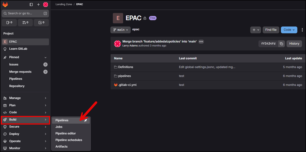 GitLab Running The EPAC GitLab Pipeline