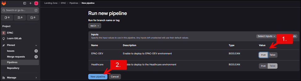 GitLab Running The EPAC GitLab Pipeline