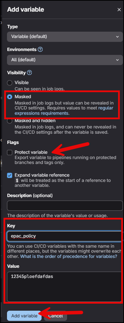 GitLab CI/CD Variables Configuration