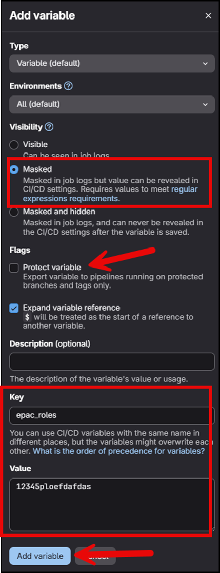 GitLab CI/CD Variables Configuration
