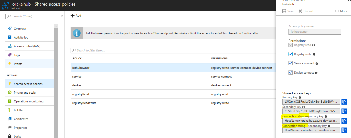 Copy IoT Hub Connection string