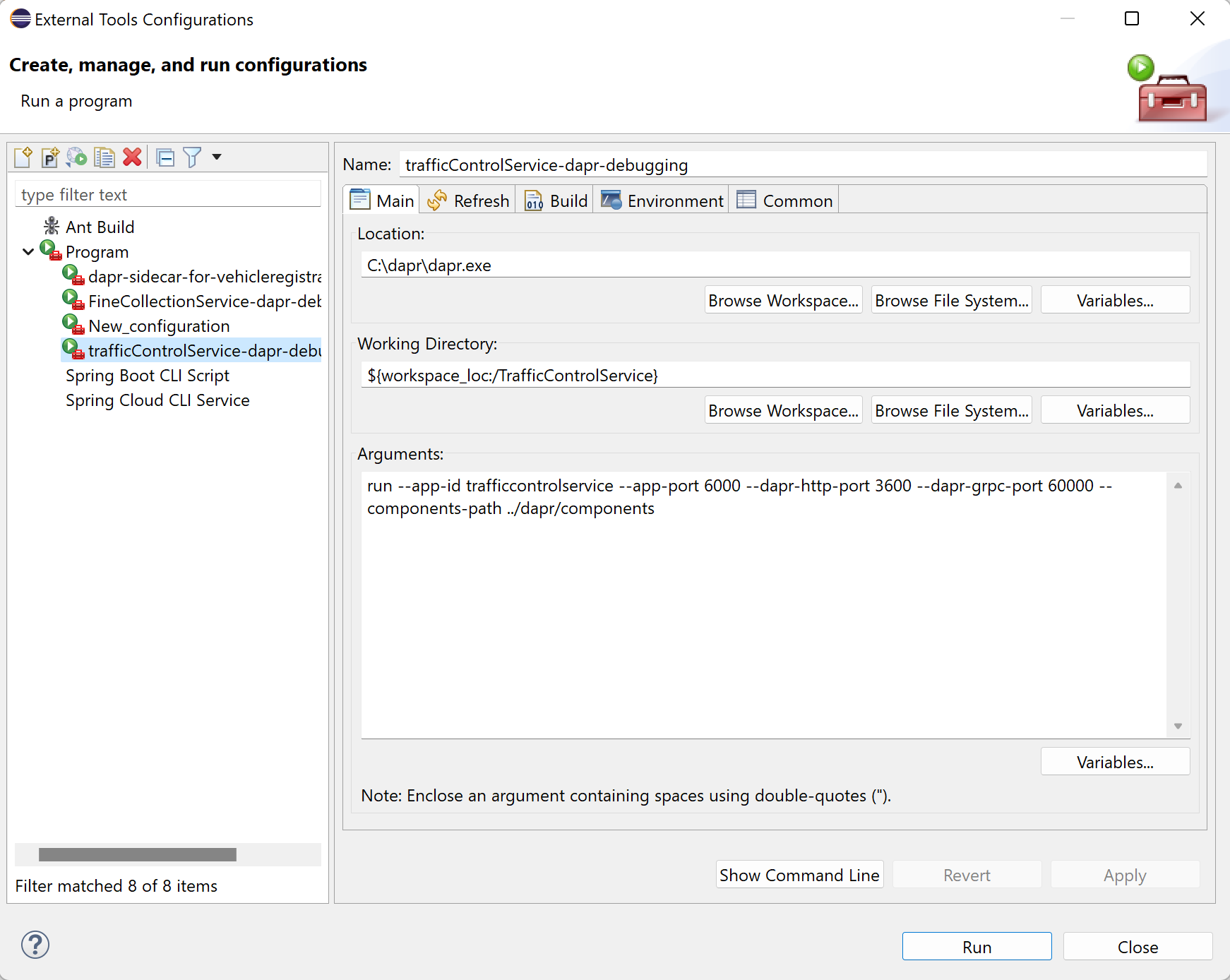 Eclipse External Tools Configuration