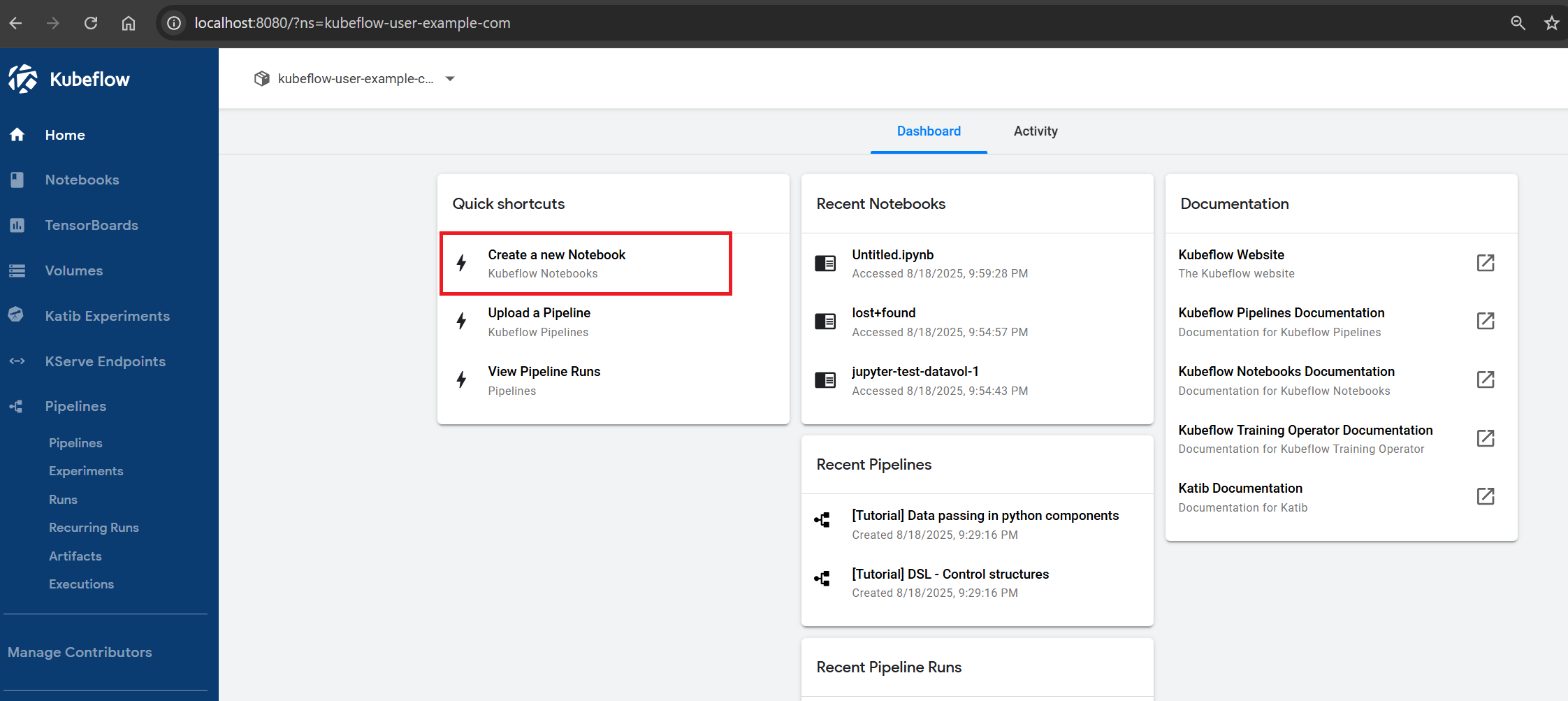 creating a new Notebook server