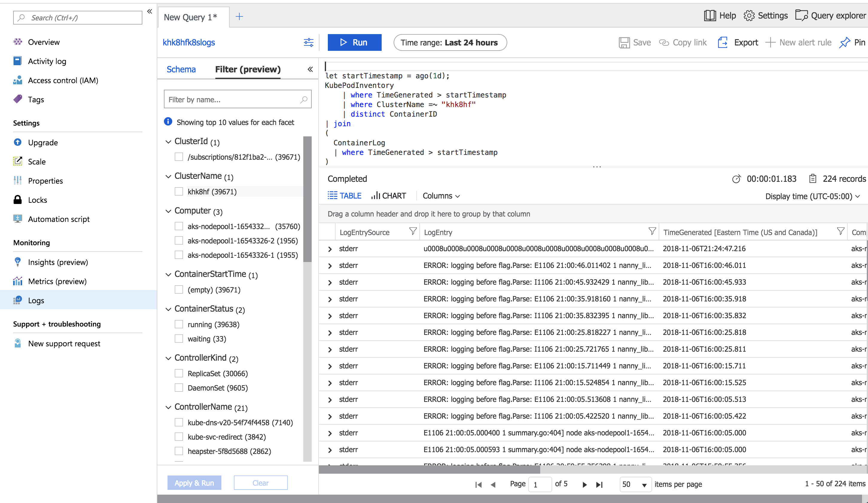 Cluster Logs