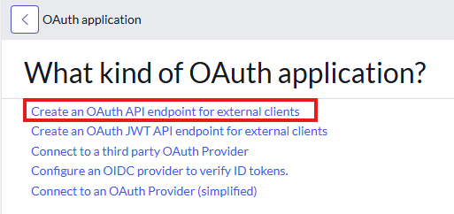 Create OAuth API Endpoint
