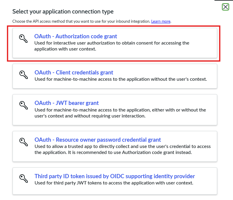 Create OAuth Authorization Grant