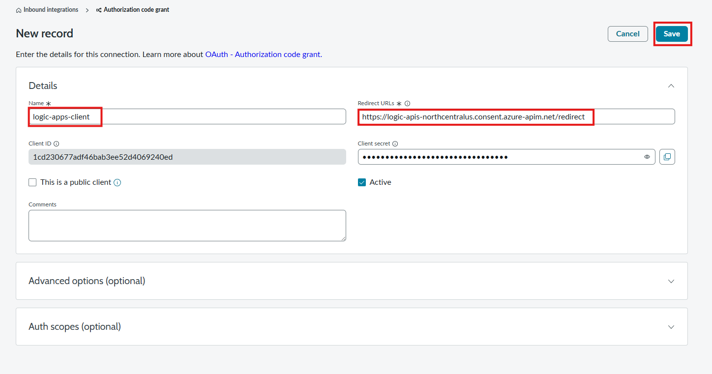 Configure OAuth API Endpoint