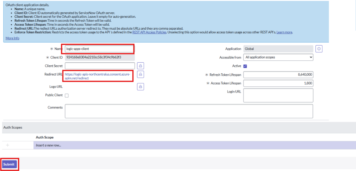 Configure OAuth API Endpoint