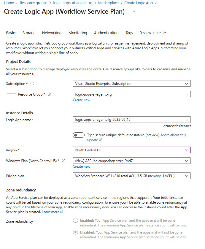 Configure Logic Apps Instance
