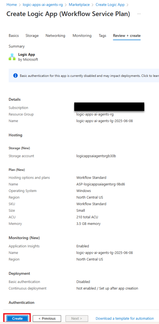 Review Configuration and Create