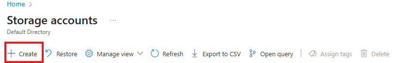 Create New Storage Account