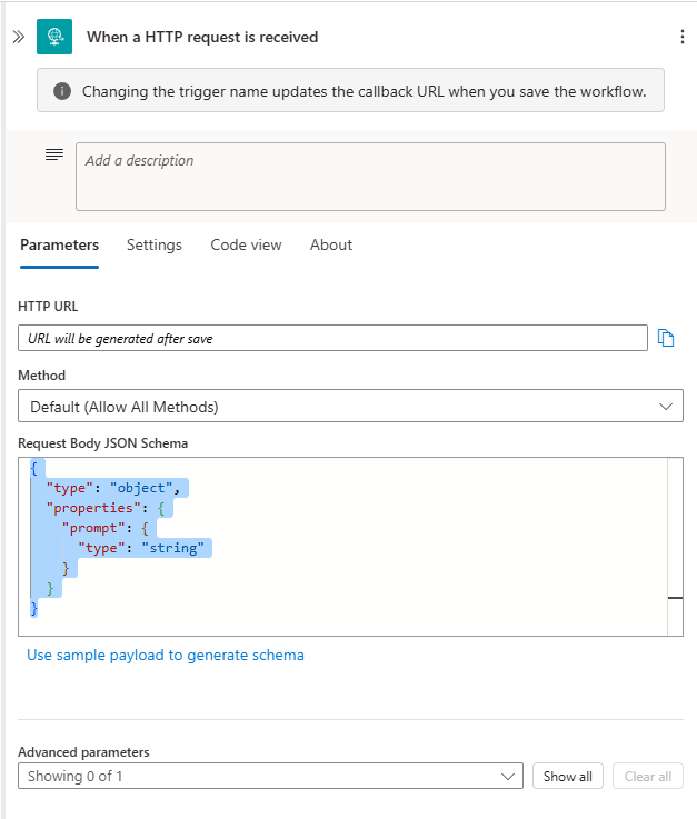 Configure WHne a HTTP request is received