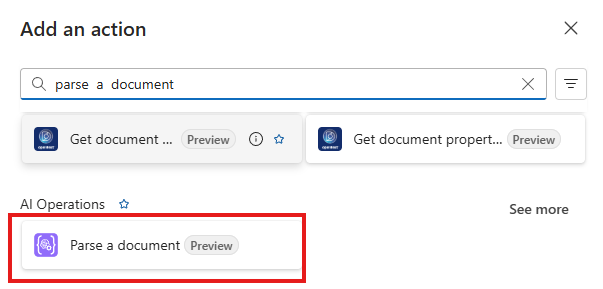 Action Parse a Document