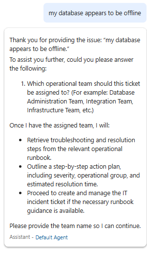 Agent Chat - Prompt 1 Issue Description