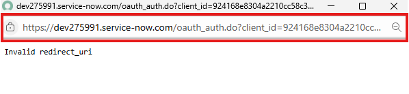 ServiceNow Connection Error - Invalid Redirect URI