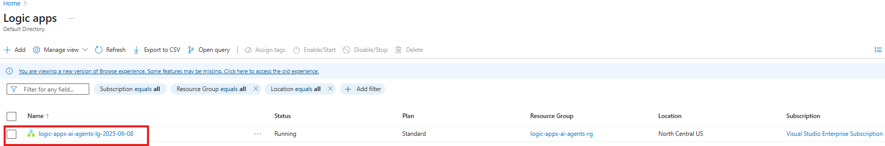 Open Logic App