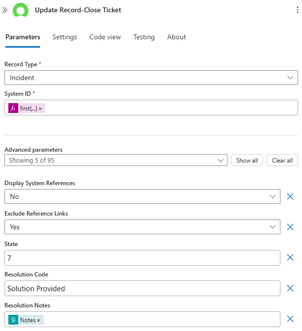 ServiceNow Update Activity Config