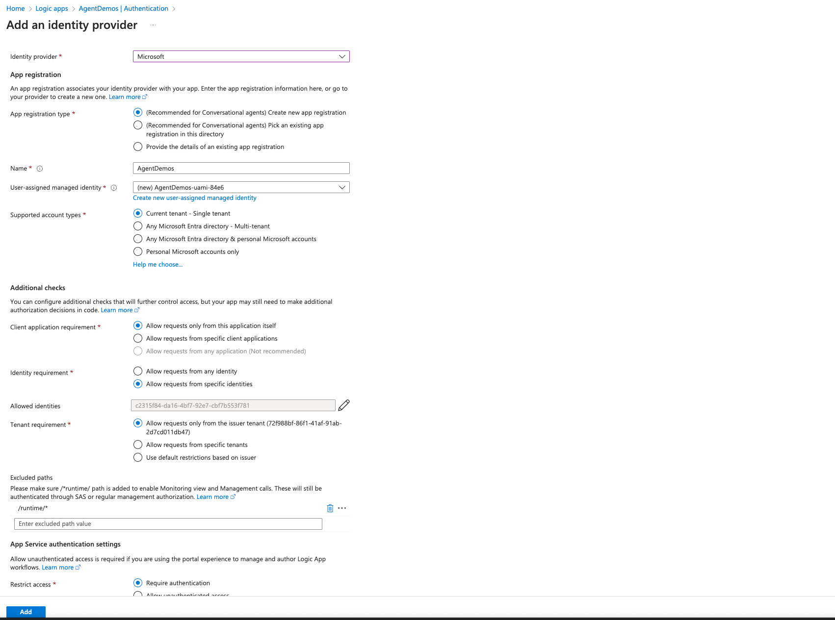 Screenshot shows App registration.