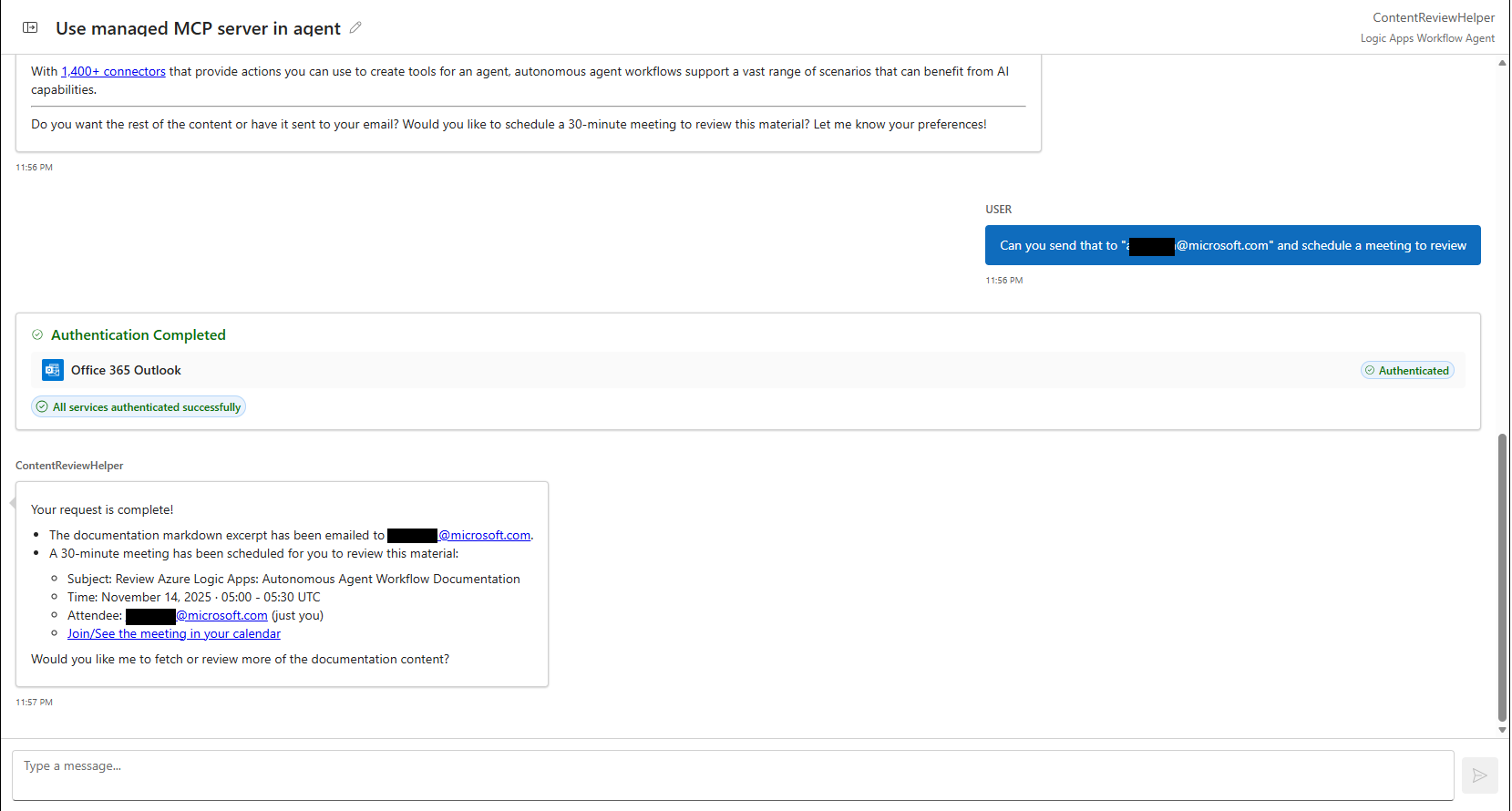 Screenshot shows an example chat session.