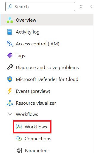 Screenshot shows the workflow blade in a Logic App Standard resource.