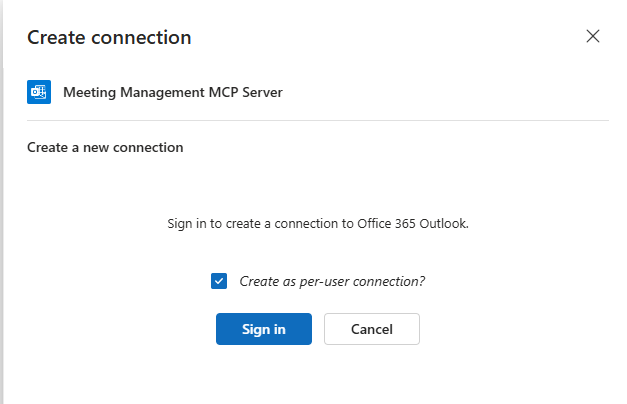 Screenshot shows meeting MCP server OBO configuration