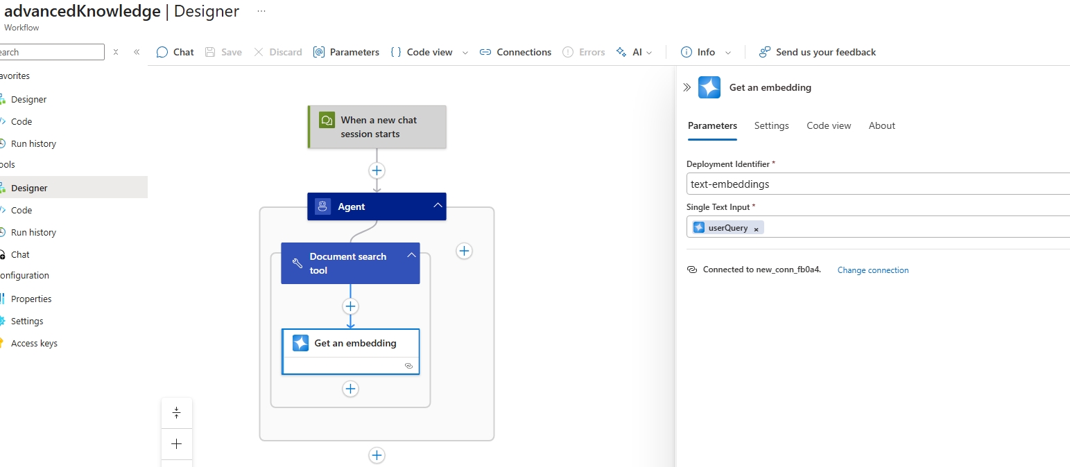 Screenshot of embedding action.