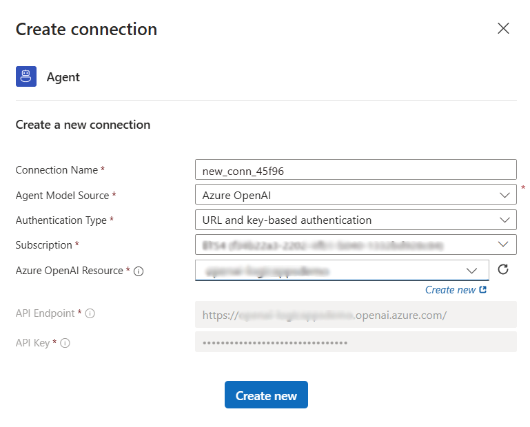 Screenshot shows configuring the agent connection