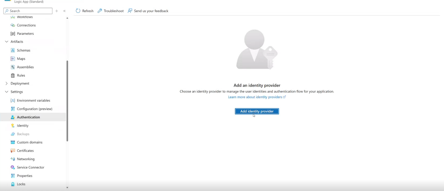 Screenshot of standard workflow's authentication page.