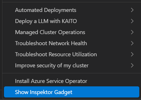 Cloud explorer extension menu