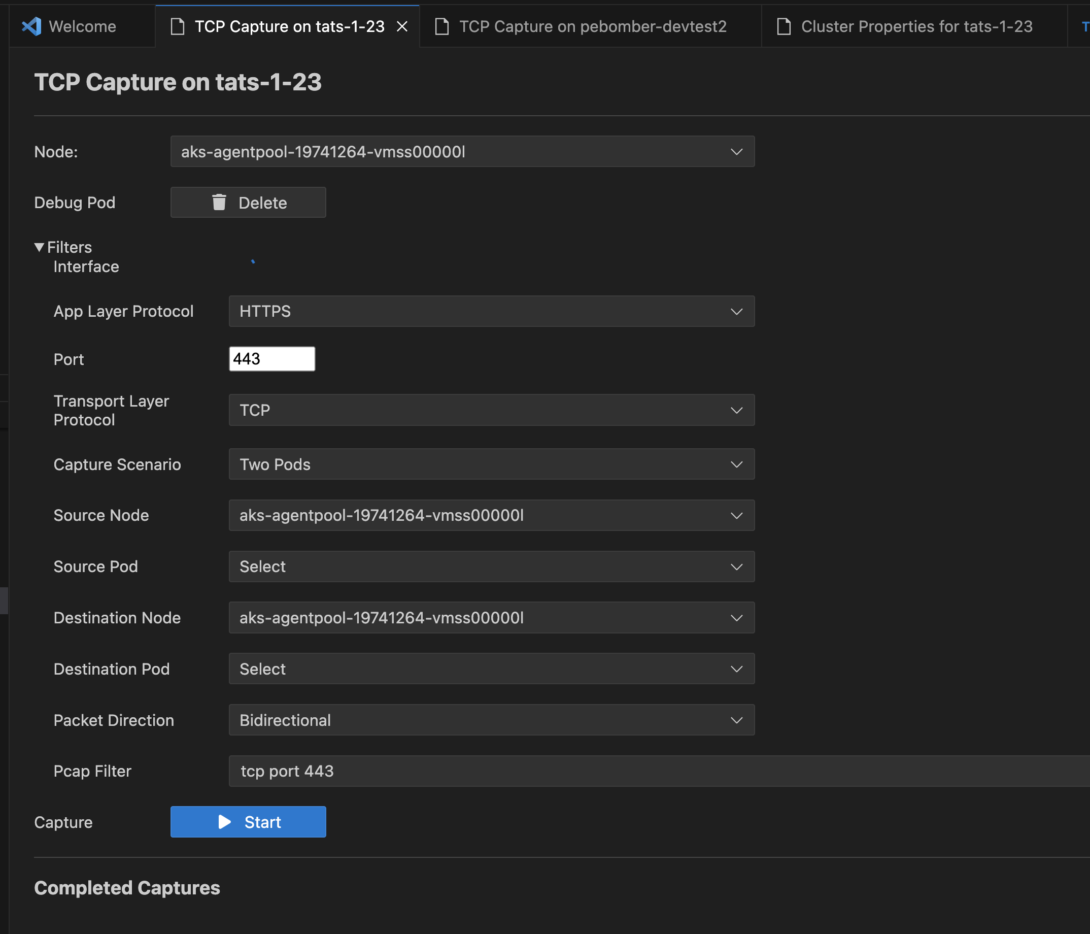 Cloud explorer tcp dump filter interface enhanced