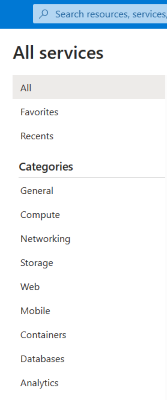 Azure Portal Categories Screenshot